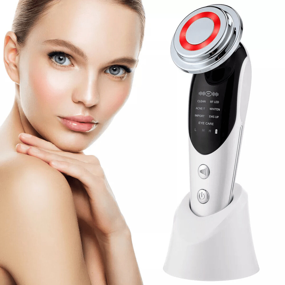 Gezichtsmassager met Radiofrequentie, Fototherapie en Elektrostimulatie Drakefor QLINIQ A Wit 3 Onderdelen - Schoonheid, Huidverzorging - Drakefor