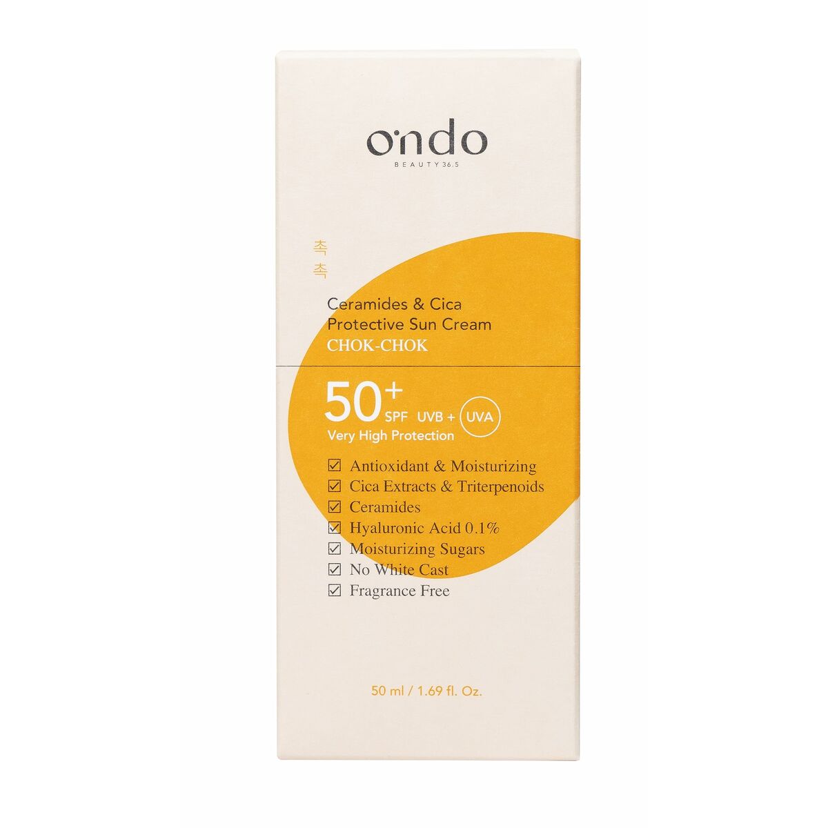 Gezichtszonnecrème Ondo Beauty 36.5 CERAMIDE & CICA 50 ml - Schoonheid, Huidverzorging - Ondo Beauty 36.5