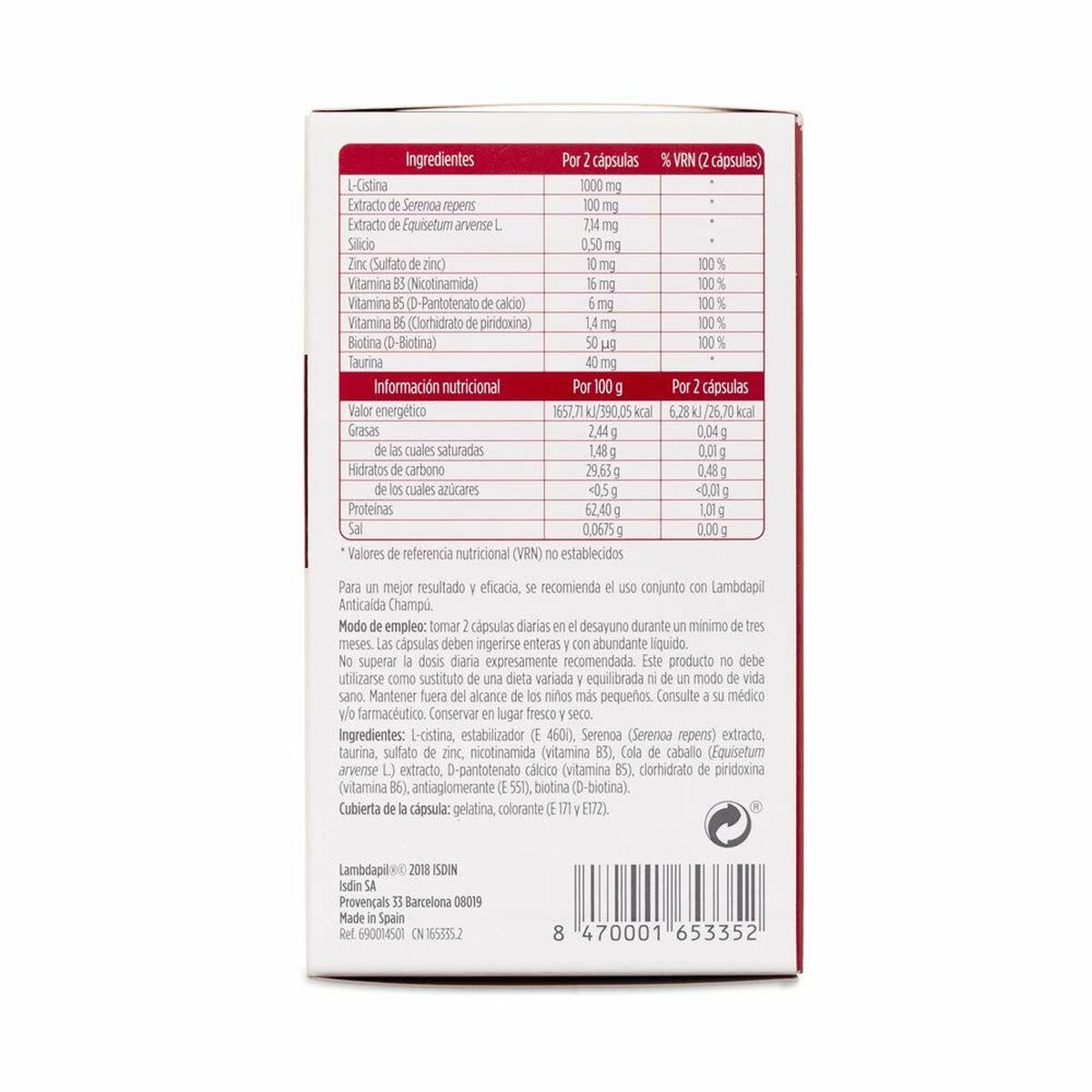 Capsules Isdin 53 Anti - Haarverlies Kuur (60 Stuks) - Schoonheid, Haarverzorging - Isdin