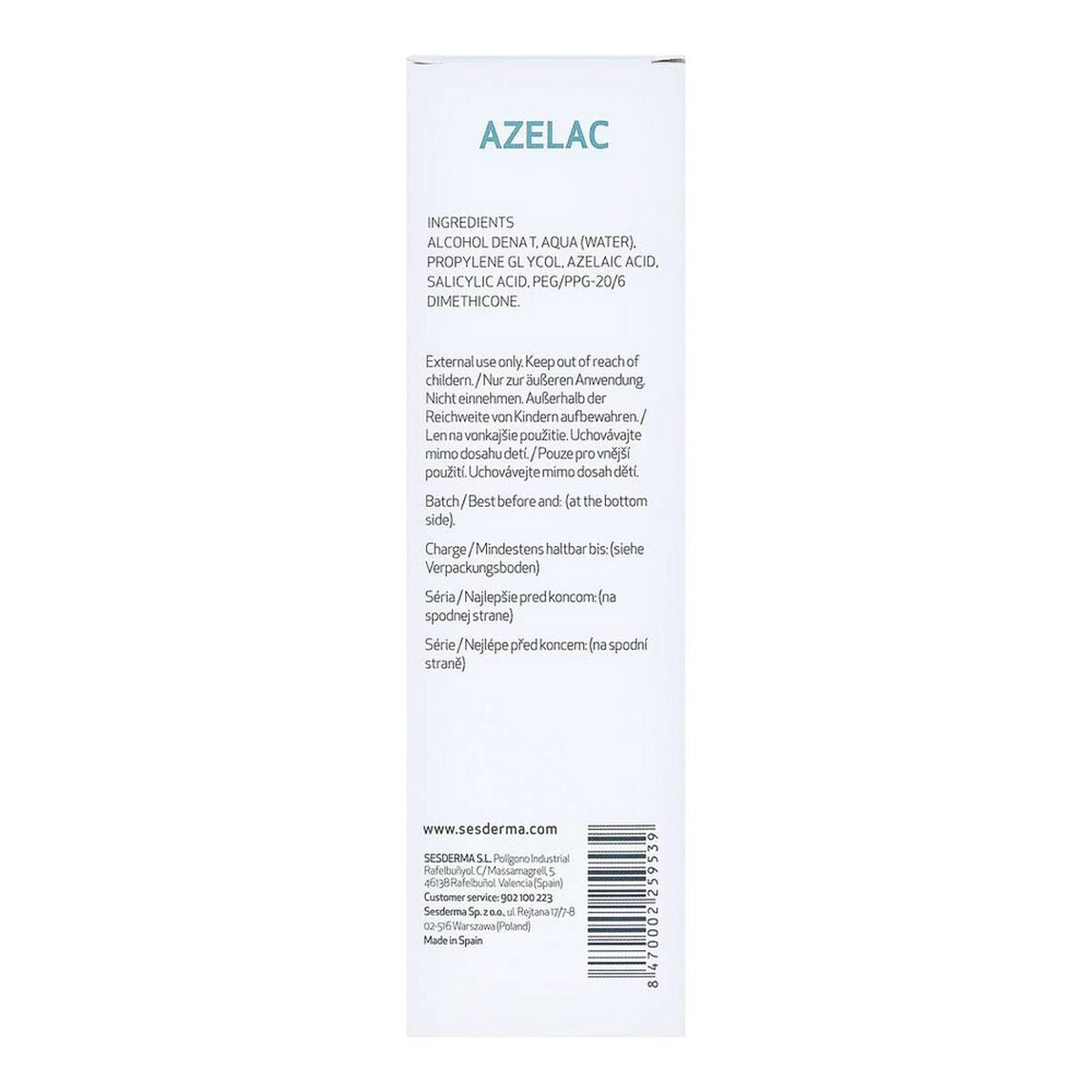 Acne-behandeling Sesderma Azelac 100 ml Gezichtslotion