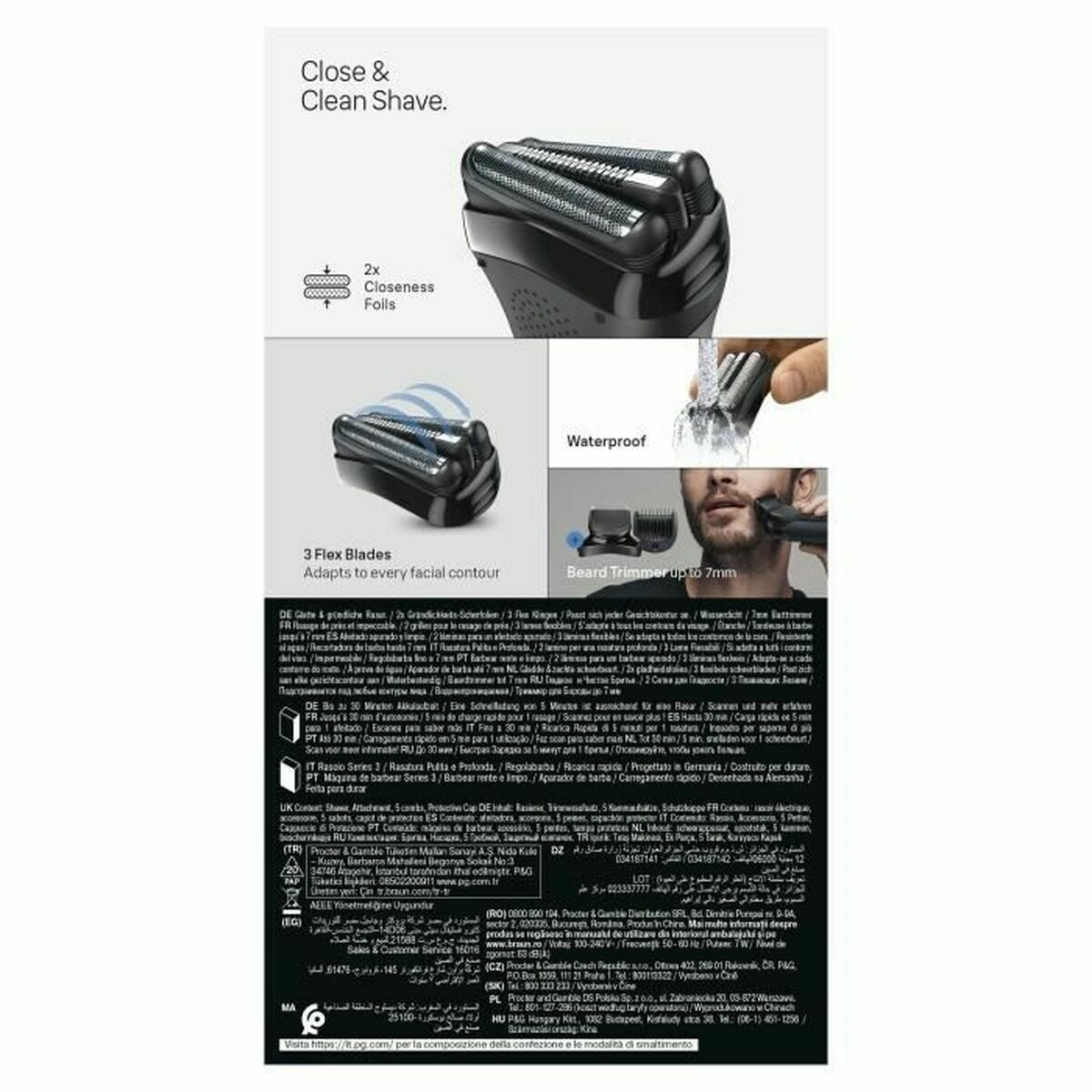 Braun Series 3 Scheerapparaat met Hulpstukken - 3 - in - 1 Trimmer Set - Schoonheid, Haarverzorging - Braun