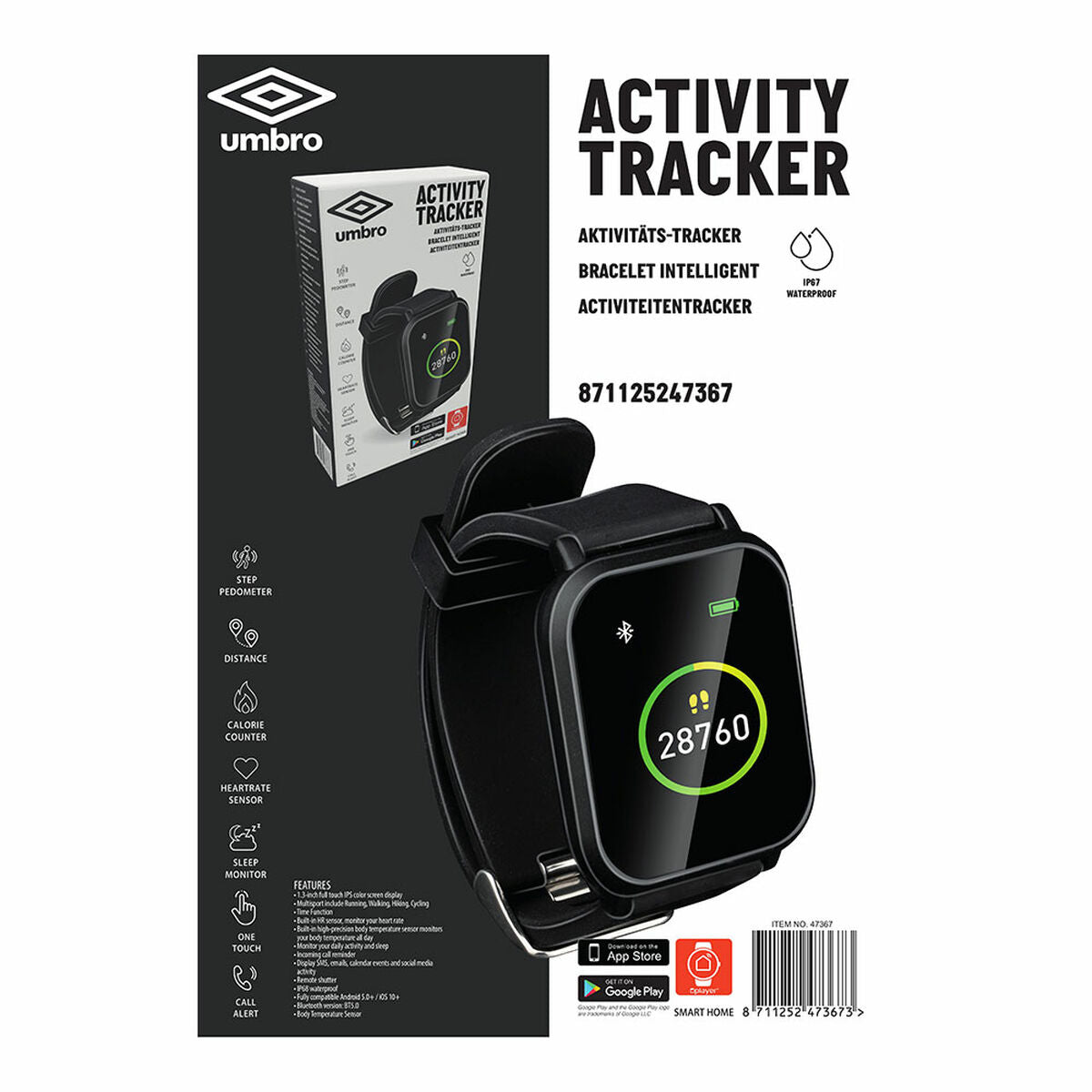 Activiteit armband Umbro Zwart 1,3" Rechthoekig - Sport en outdoor, Elektronica en apparaten - Umbro