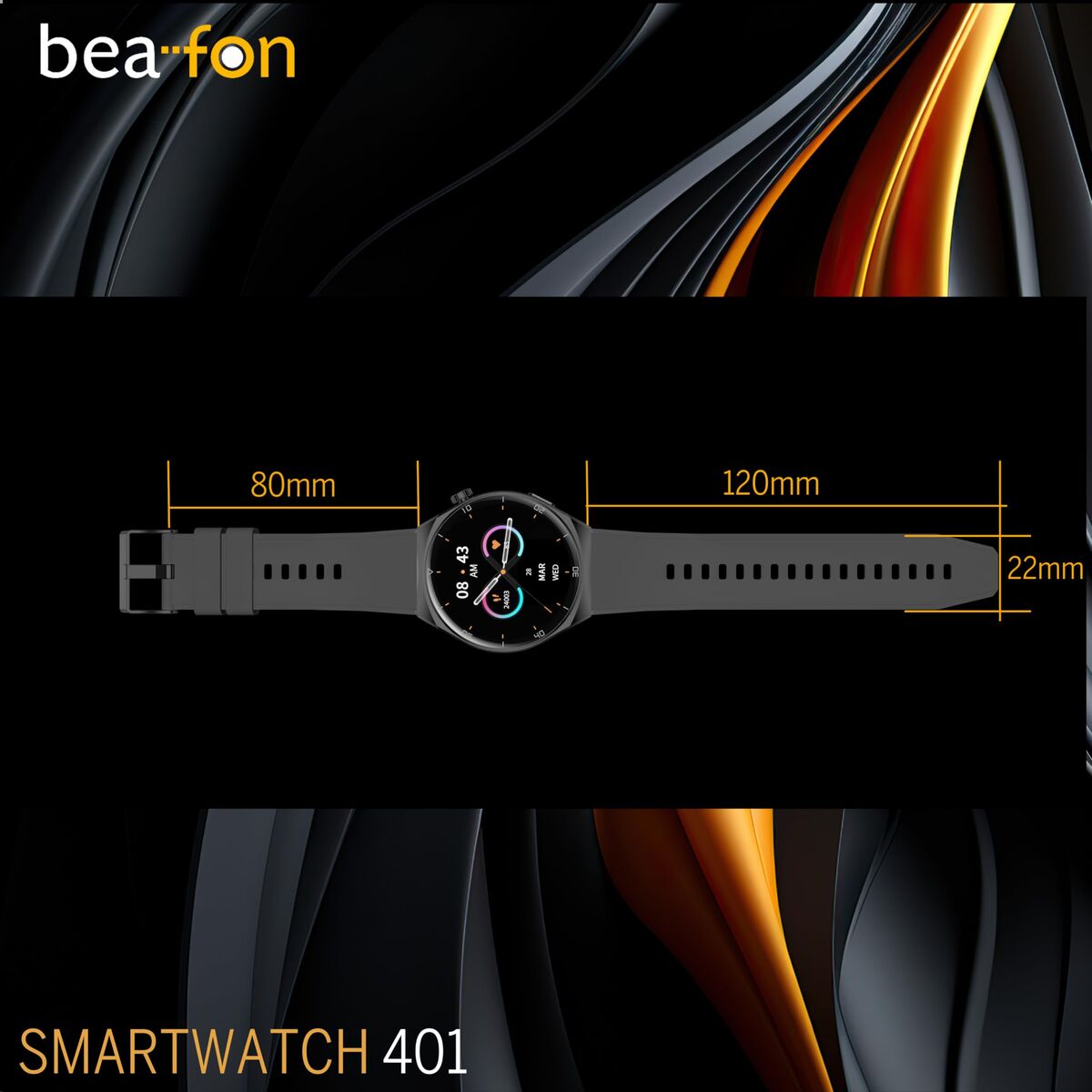Smartwatch beafon WATCH 401 43 mm 1,43" Zwart Zilverkleurig - Elektronica - beafon