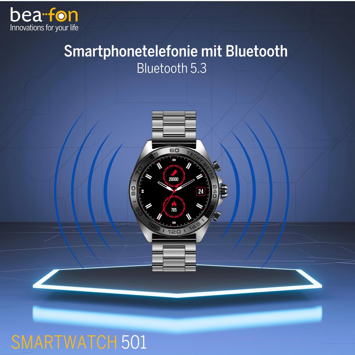 Smartwatch beafon WATCH 501 1,43" Staal Mat zwart - Elektronica - beafon