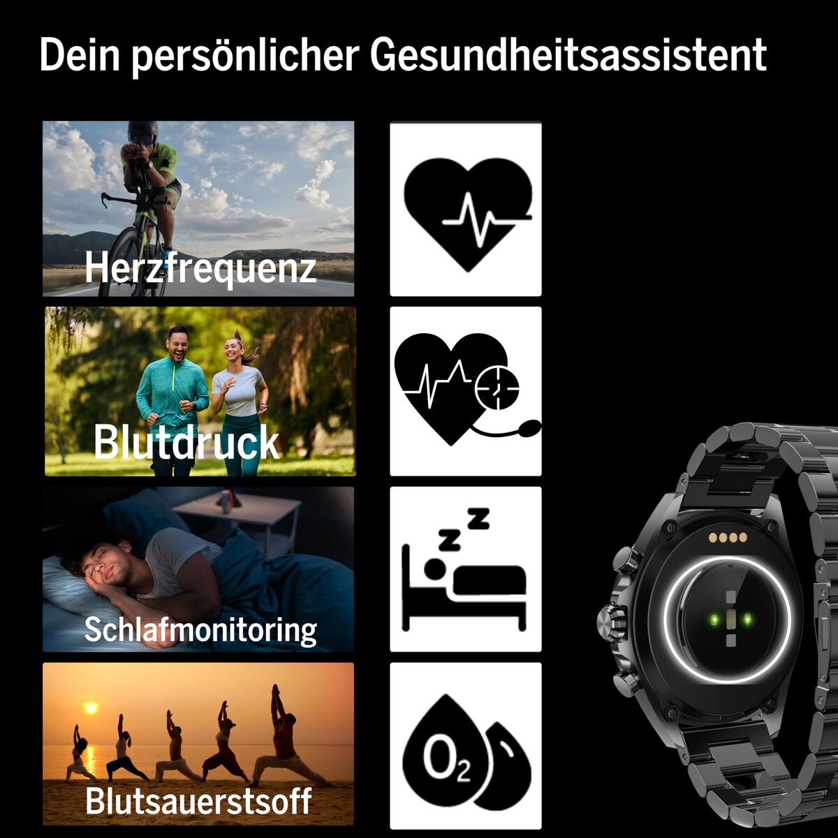 Smartwatch beafon WATCH 501 1,43" Staal Mat zwart - Elektronica - beafon