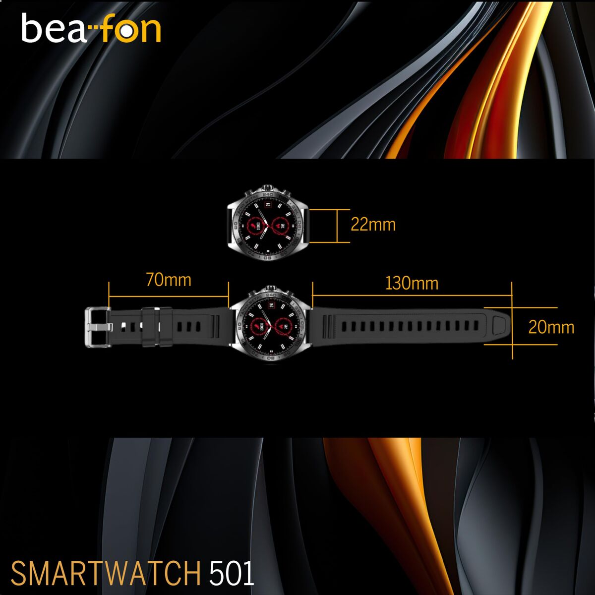 Smartwatch beafon WATCH 501 1,43" Staal Mat zwart - Elektronica - beafon