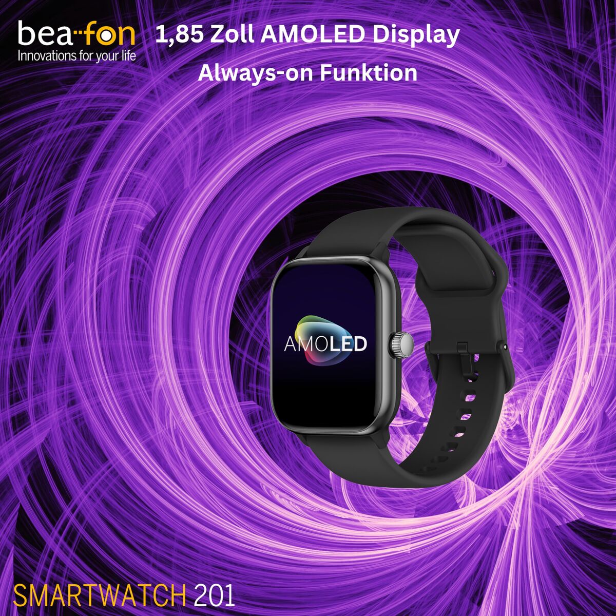 Smartwatch beafon WATCH 201 1,85" Zwart Zilverkleurig