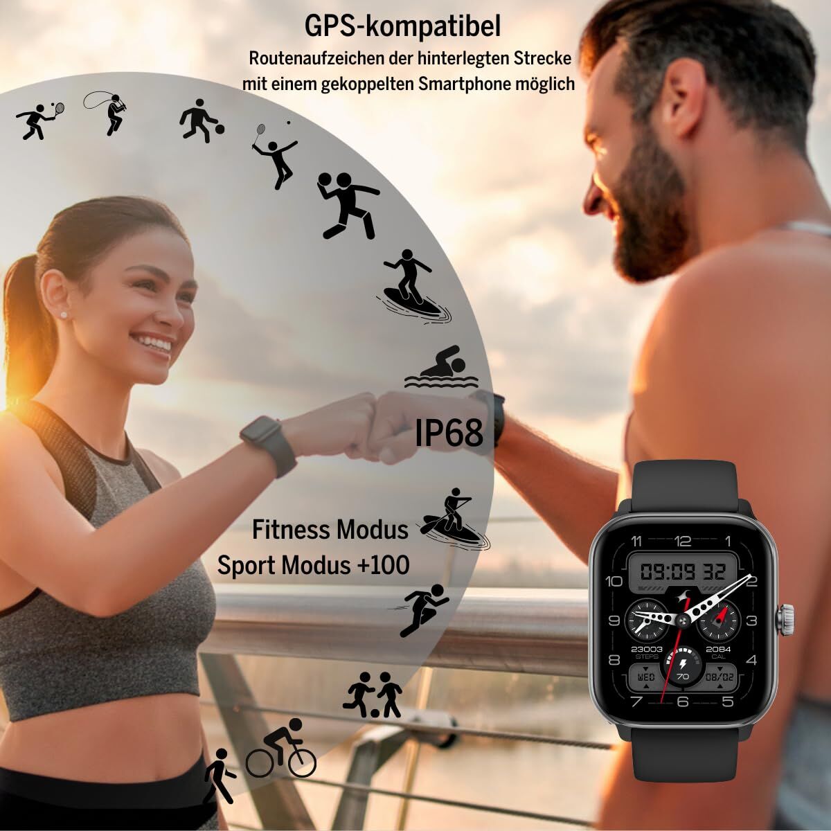 Smartwatch beafon WATCH 201 1,85" Zwart Zilverkleurig