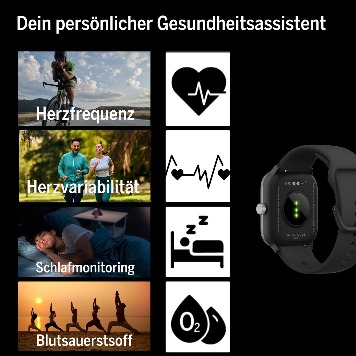 Smartwatch beafon WATCH 201 1,85" Zwart Zilverkleurig