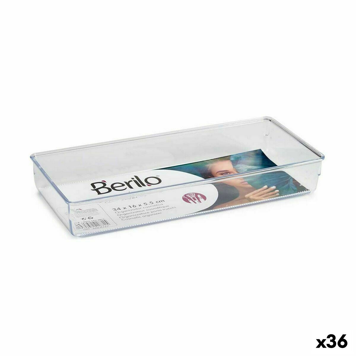 Multi - Functionele Organiser Berilo Transparant Plastic 15,5 x 5,5 x 34,5 cm 34,5 x 5,5 x 15,5 cm Multifunctioneel (36 Stuks) - Huis en koken, Bad - Berilo