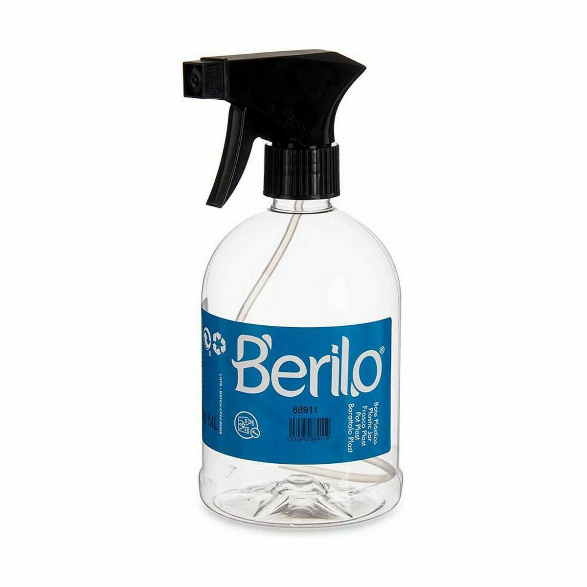 Verstuiverfles Berilo Zwart Transparant Plastic 500 ml (12 Stuks) - Schoonheid, Haarverzorging - Berilo