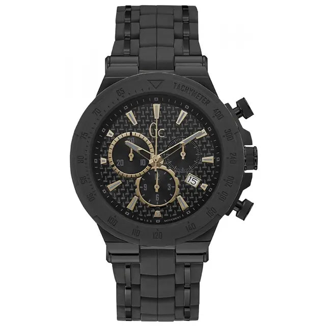 GC Watches Herenhorloge Zwart RVS - Statement Design Ø 45mm - Y35006G2