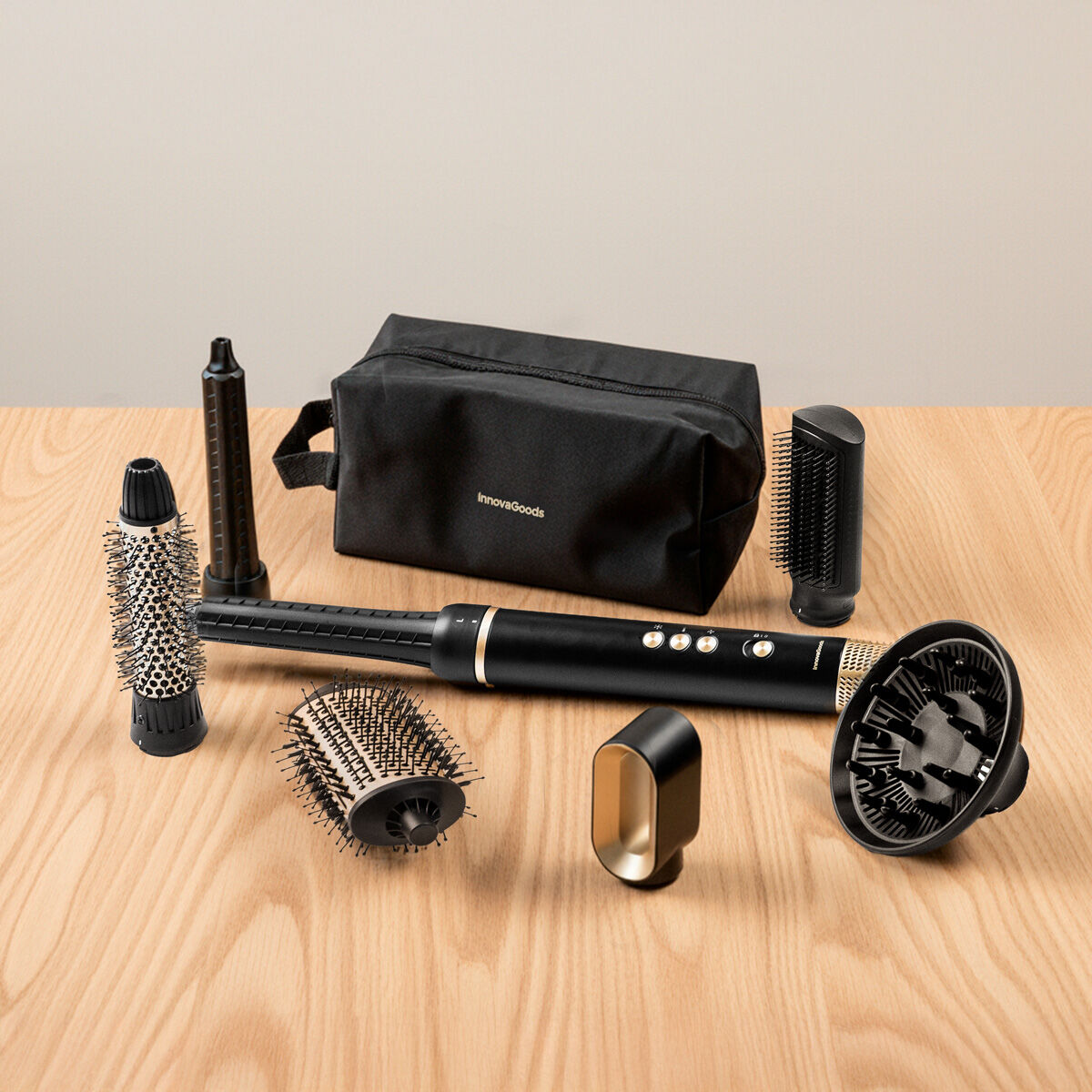 Ionische Multifunctionele Luchtdroger en Styler Borstel met Coanda Technologie en 7 Accessoires Wavify InnovaGoods - Schoonheid, Haarverzorging - InnovaGoods